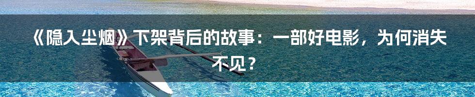 《隐入尘烟》下架背后的故事:一部好电影,为何消失不见?