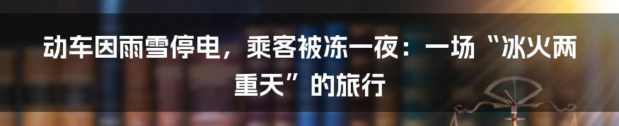 动车因雨雪停电,乘客被冻一夜:一场“冰火两重天”的旅行