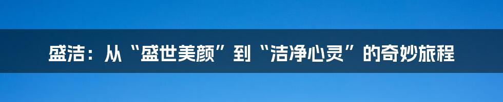 盛洁:从“盛世美颜”到“洁净心灵”的奇妙旅程