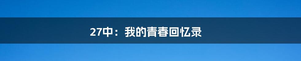 27中:我的青春回忆录