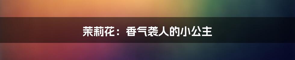茉莉花：香气袭人的小公主