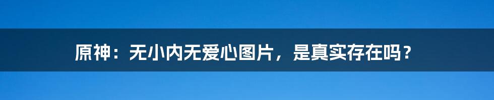 原神:无小内无爱心图片,是真实存在吗?