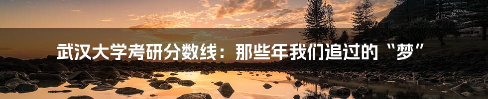 武汉大学考研分数线:那些年我们追过的“梦”