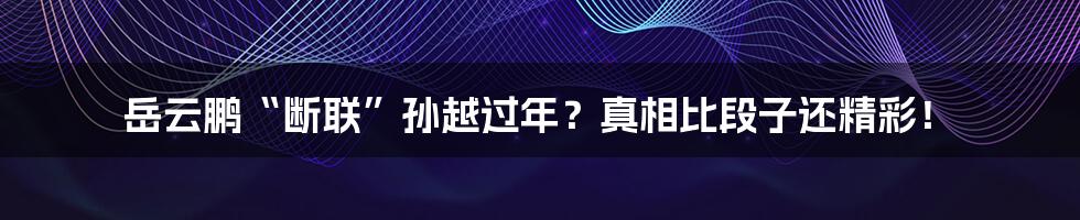 岳云鹏“断联”孙越过年？真相比段子还精彩！
