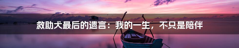 救助犬最后的遗言:我的一生,不只是陪伴