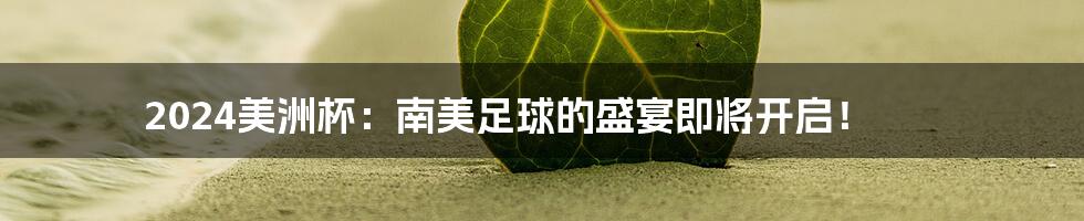 2024美洲杯:南美足球的盛宴即将开启!
