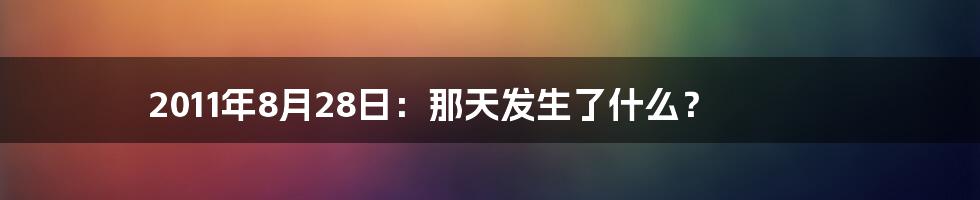 2011年8月28日:那天发生了什么?