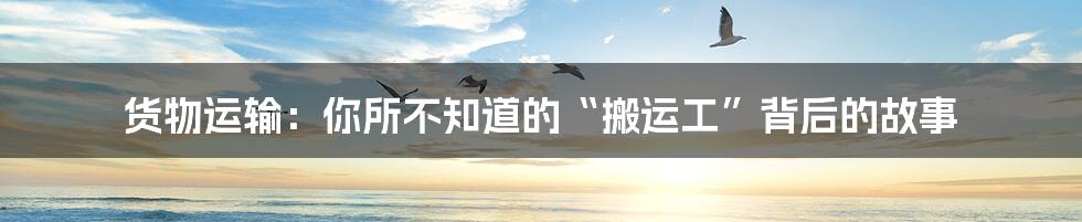 货物运输:你所不知道的“搬运工”背后的故事