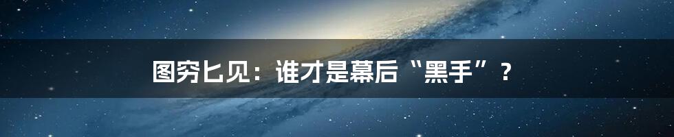 图穷匕见:谁才是幕后“黑手”?