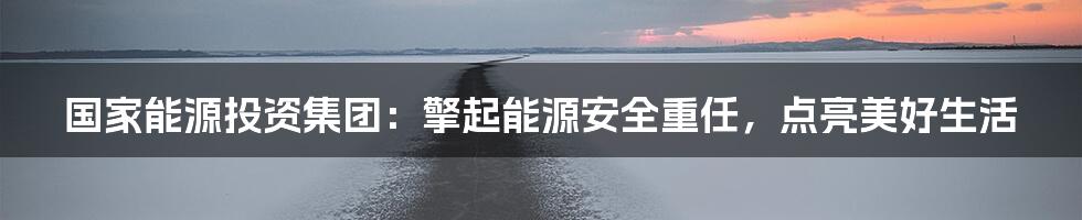 国家能源投资集团：擎起能源安全重任，点亮美好生活