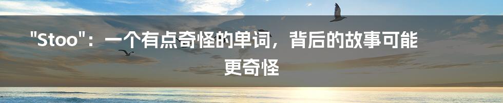 "Stoo":一个有点奇怪的单词,背后的故事可能更奇怪