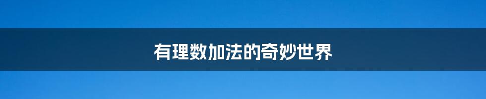 有理数加法的奇妙世界