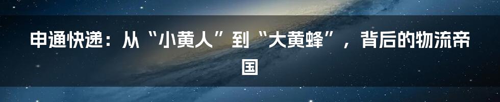 申通快递:从“小黄人”到“大黄蜂”,背后的物流帝国