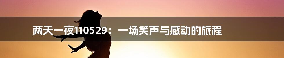 两天一夜110529：一场笑声与感动的旅程