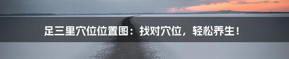 足三里穴位位置图:找对穴位,轻松养生!