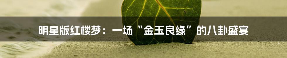 明星版红楼梦:一场“金玉良缘”的八卦盛宴