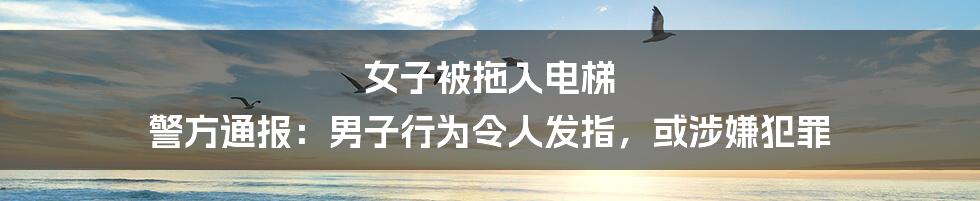 女子被拖入电梯 警方通报:男子行为令人发指,或涉嫌犯罪