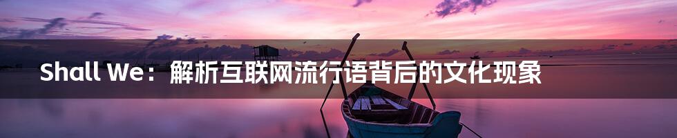 Shall We:解析互联网流行语背后的文化现象