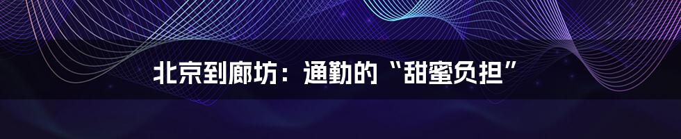 北京到廊坊:通勤的“甜蜜负担”