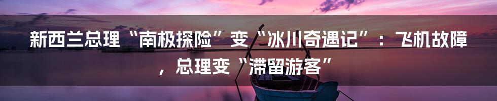 新西兰总理“南极探险”变“冰川奇遇记”:飞机故障,总理变“滞留游客”
