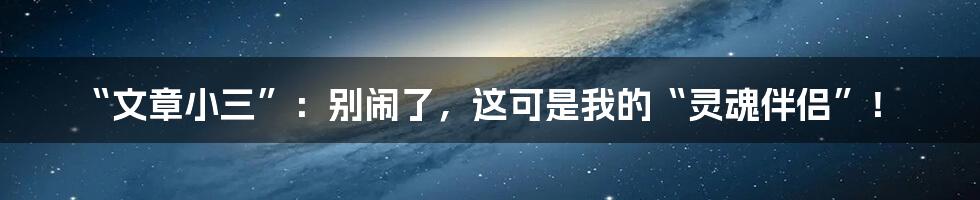 “文章小三”:别闹了,这可是我的“灵魂伴侣”!
