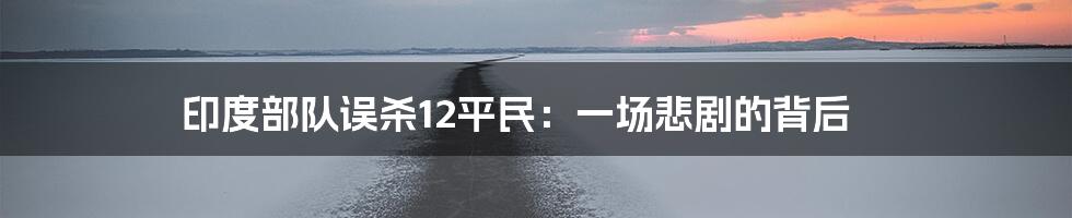 印度部队误杀12平民:一场悲剧的背后