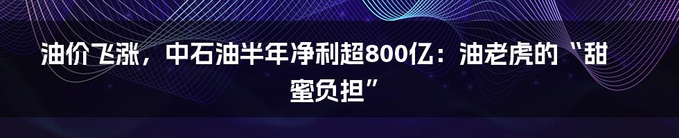 油价飞涨,中石油半年净利超800亿:油老虎的“甜蜜负担”