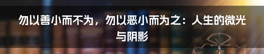 勿以善小而不为，勿以恶小而为之：人生的微光与阴影