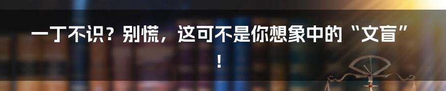 一丁不识?别慌,这可不是你想象中的“文盲”!