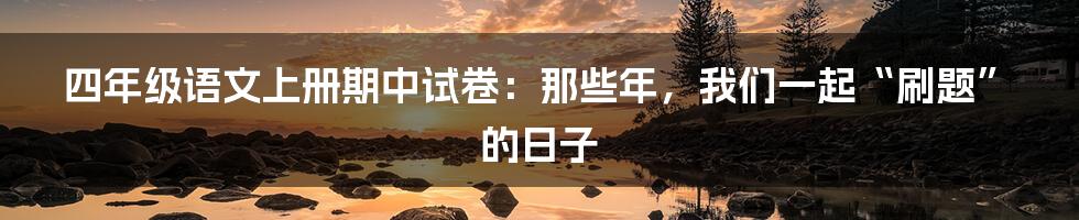 四年级语文上册期中试卷：那些年，我们一起“刷题”的日子