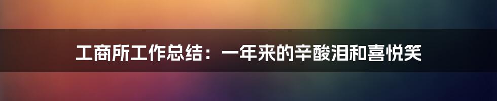 工商所工作总结:一年来的辛酸泪和喜悦笑