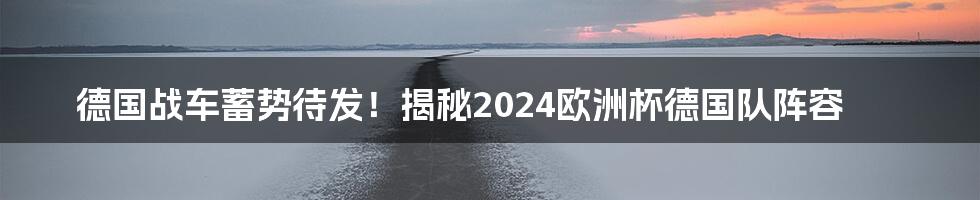 德国战车蓄势待发!揭秘2024欧洲杯德国队阵容