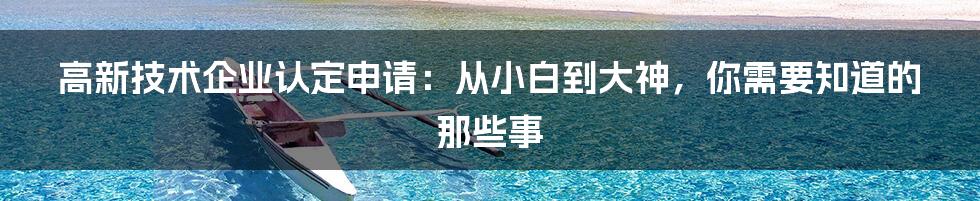 高新技术企业认定申请:从小白到大神,你需要知道的那些事