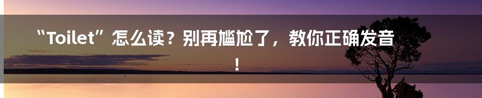 “Toilet”怎么读?别再尴尬了,教你正确发音!