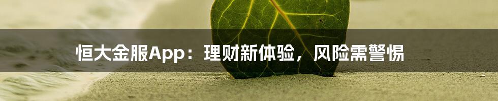 恒大金服App:理财新体验,风险需警惕