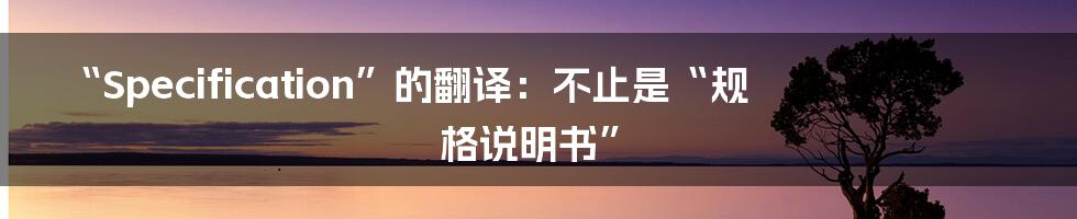 “Specification”的翻译:不止是“规格说明书”