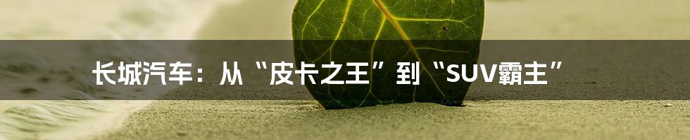 长城汽车:从“皮卡之王”到“SUV霸主”