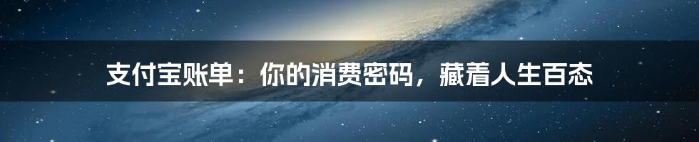支付宝账单:你的消费密码,藏着人生百态