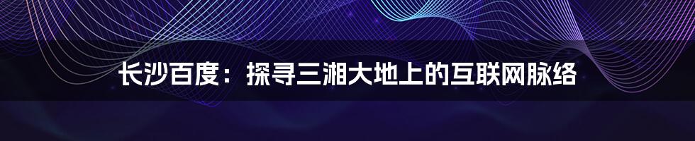 长沙百度:探寻三湘大地上的互联网脉络