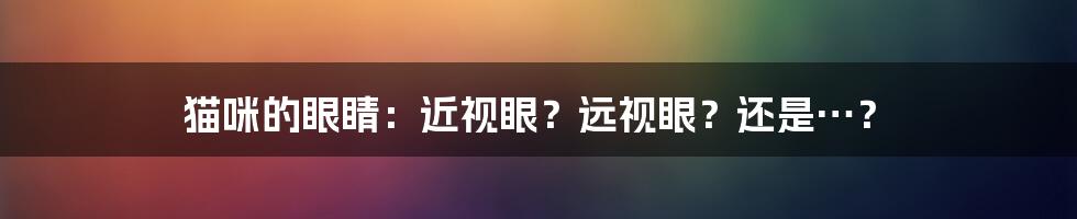 猫咪的眼睛:近视眼?远视眼?还是…?