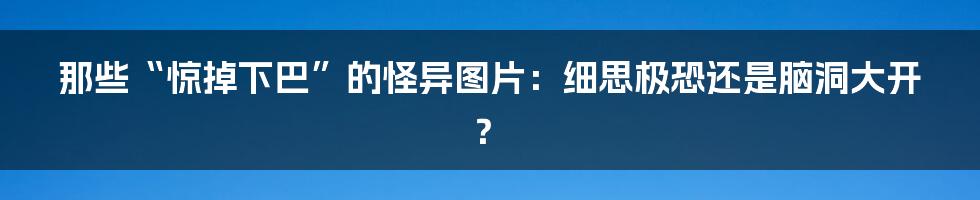 那些“惊掉下巴”的怪异图片:细思极恐还是脑洞大开?