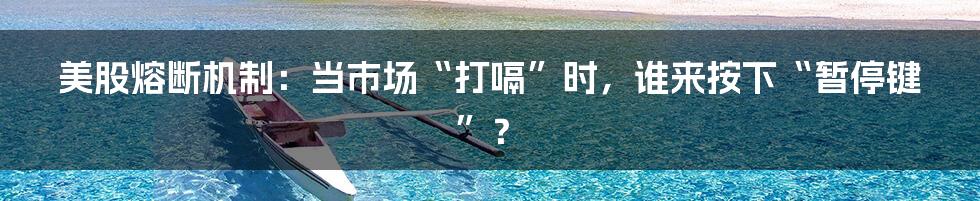 美股熔断机制:当市场“打嗝”时,谁来按下“暂停键”?