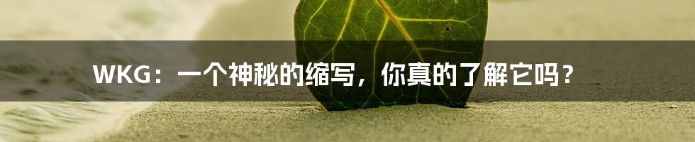 WKG:一个神秘的缩写,你真的了解它吗?