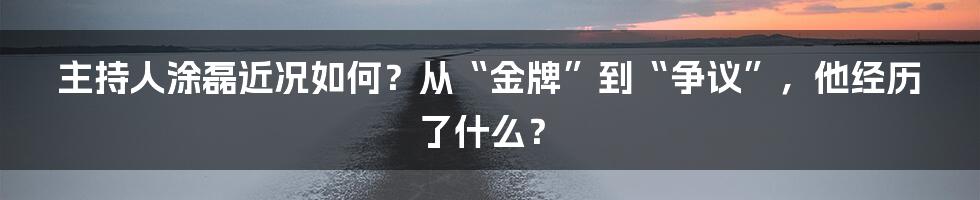 主持人涂磊近况如何?从“金牌”到“争议”,他经历了什么?