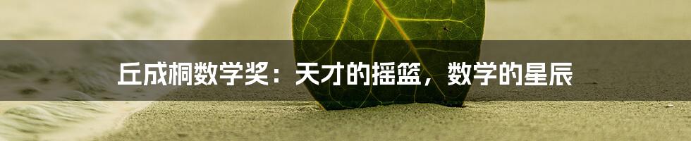 丘成桐数学奖:天才的摇篮,数学的星辰