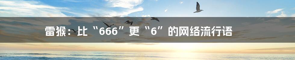 雷猴:比“666”更“6”的网络流行语