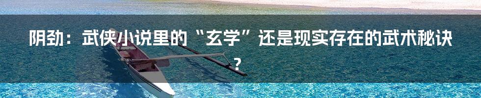 阴劲:武侠小说里的“玄学”还是现实存在的武术秘诀?