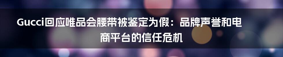Gucci回应唯品会腰带被鉴定为假：品牌声誉和电商平台的信任危机