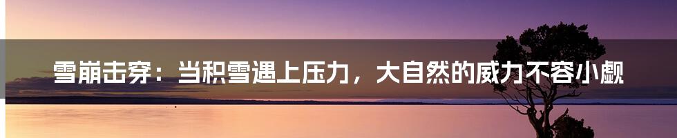 雪崩击穿:当积雪遇上压力,大自然的威力不容小觑