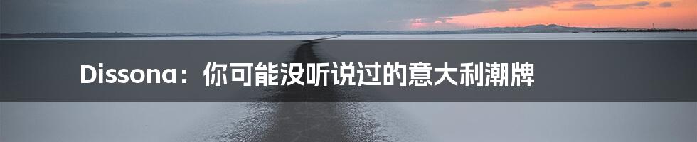Dissona:你可能没听说过的意大利潮牌